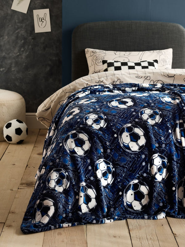 Blue Football Fleece Throw(immediate)