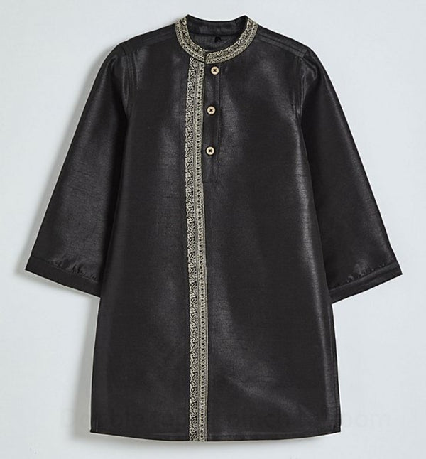 George Black Kids Embroidered Long Sleeve Kurta