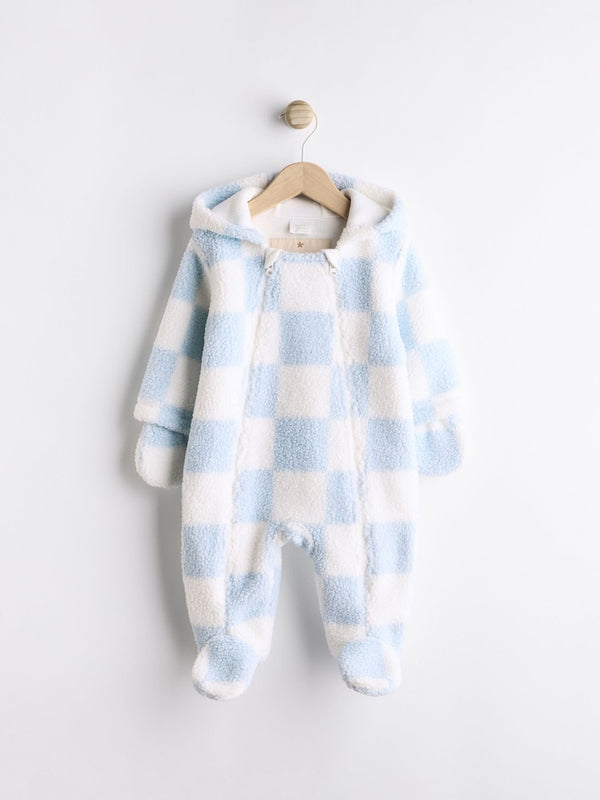 Blue/White Checkerboard Baby Pramsuit(immediate)