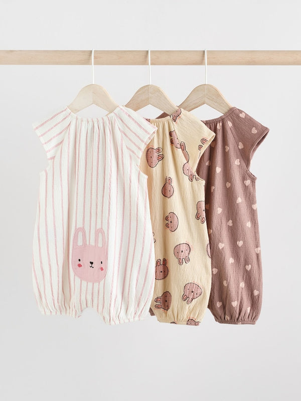 Mocha Brown Baby Jersey Rompers 3 Pack(immediate