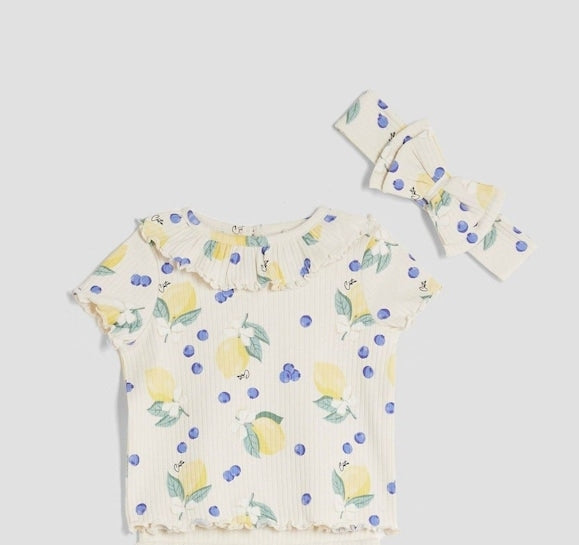 River Island Beige Lemon Top & Headband 2 Piece Set immediate