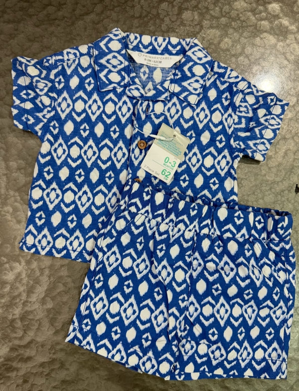 Primark Blue Print Shirt and Shorts Set