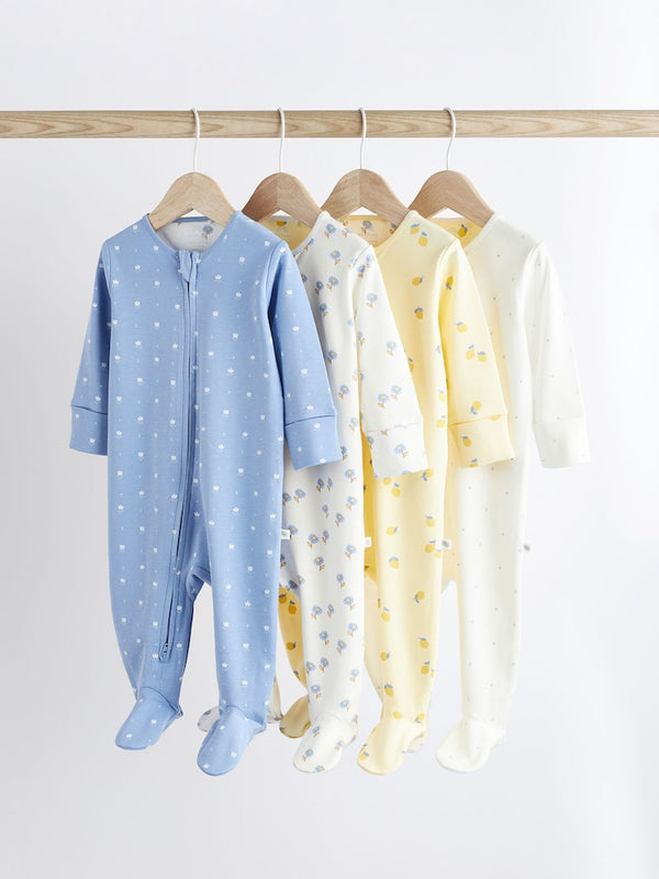 Blue Baby Two Way 100% Cotton Zip Sleespuits 4 Pack immediate