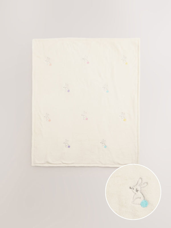 Embroidered Bunnies Baby Blanket(immediate)