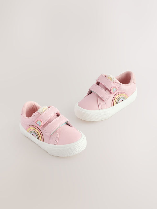 Pink Rainbow Wide Fit (G) Touch Fasten Trainers(immediate
