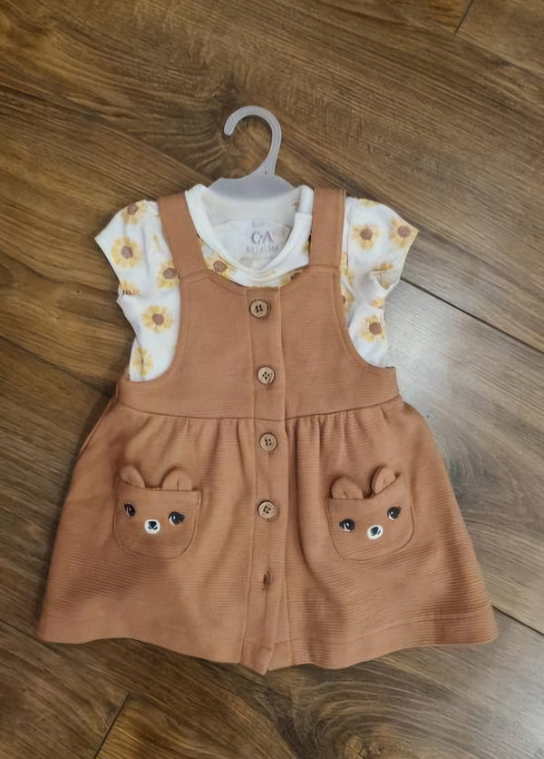 C&A Pinafore Dress and Floral T-shirt Set immediate