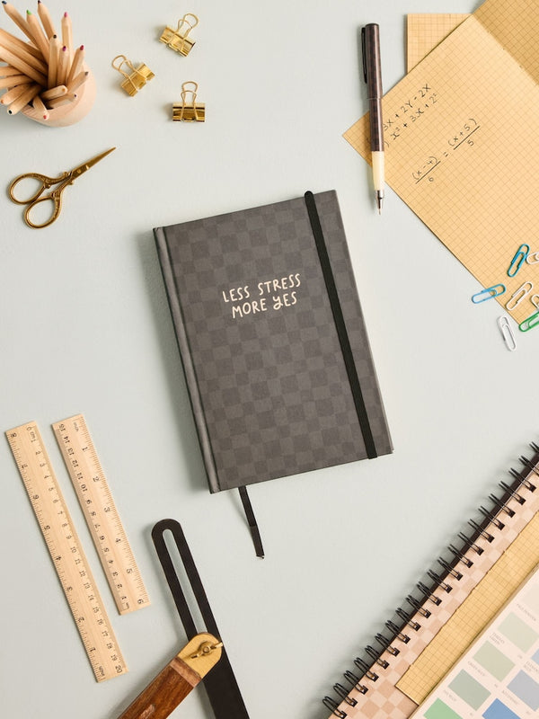 Black/Grey A5 Grid Paper Slogan Notebook(immediate)