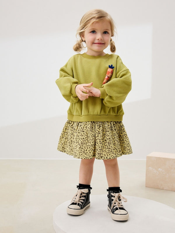 Green Carrot Mesh Skirt Sweat Dress (immediate)