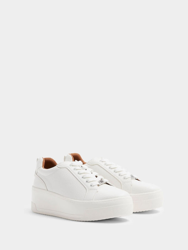 River Island White Platform Lace Up Trainers immediate