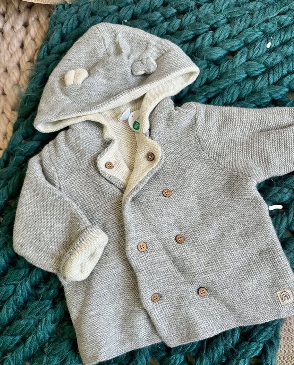 Grey Hooded knit Cardigan immediate