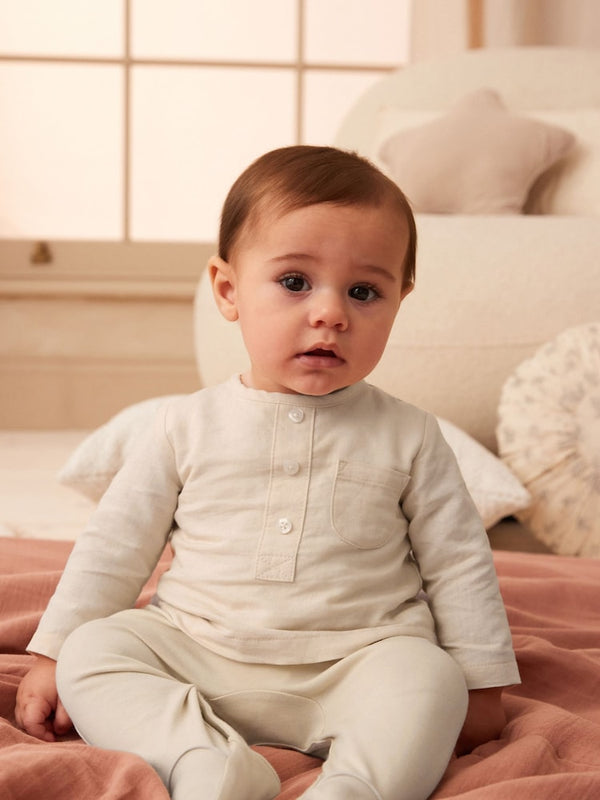 Ecru White Occasion Mock Shirt Baby Sleepsuit immediate
