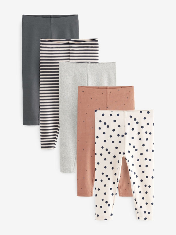 Monochrome Rib Jersey Leggings 5 Pack (immediate)