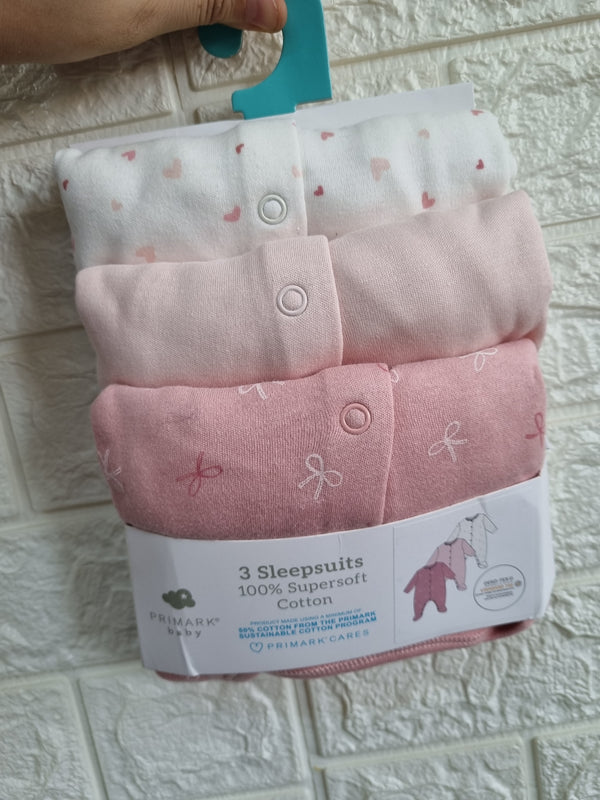 Primark pink bow sleepsuits
