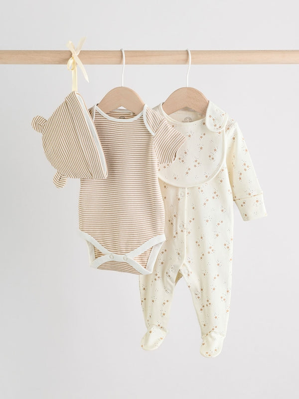 Neutral Baby Sleepsuit, Bodysuit, Beanie and Bib Set 4 Piece (immediate)
