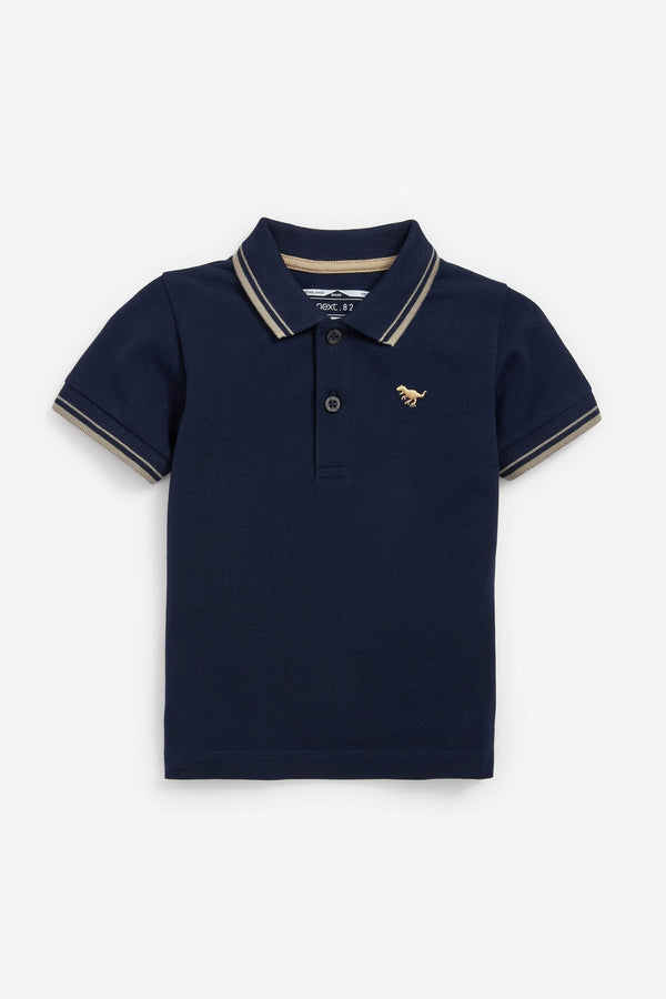 Copy Navy Tipped Short Sleeve Plain Polo Shirt